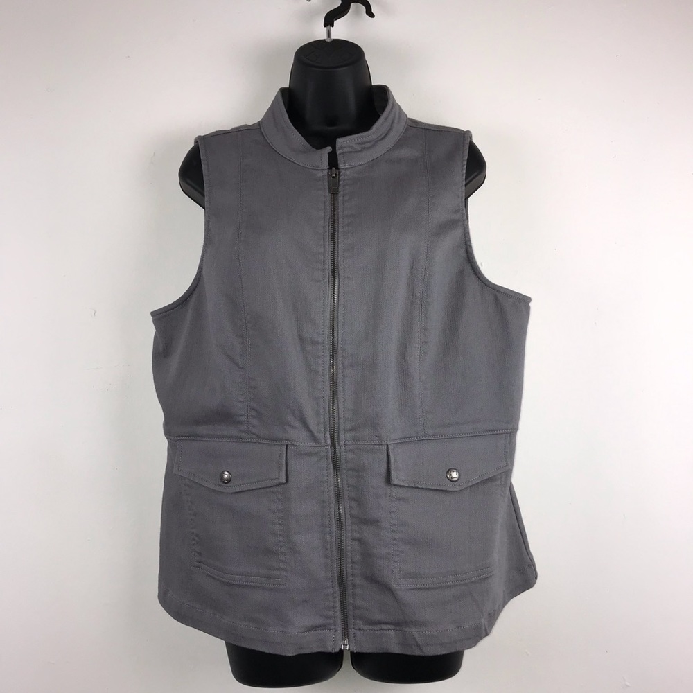 Liz Claiborne Grey Jean Vest